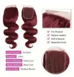 Burgundy Body Wave Bundles With 5×5HD Lace Closure 100% Human Hair - Image 6