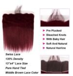 Burgundy Color Straight Bundles With Closure - Image 5