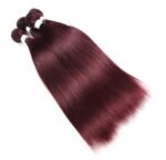 Burgundy Color Straight Bundles With Closure - Image 6