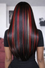 Burgundy With Blonde Highlights Lace Front Wig - Image 5