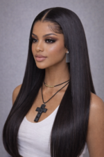 Straight Human Hair Glueless Wig  HD Lace Pre Plucked & Bleached Drawstring Wig Full Lace. - Image 2