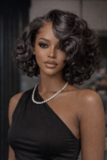 Bouncy Full Loose Body Side Part Short Lace Frontal Wigs 200% Density