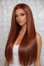 Copper Brown Straight/Body Wave Human Hair Wig  Pre Everything Transparent Lace Flexi-Fit Glueless - Image 3