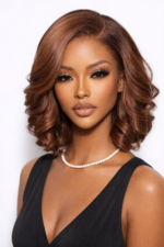 Glueless #35 Ginger Orange Bouncy Curl 13*4 Frontal Wig Short Hair Trends - Image 2