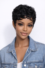 Short Curly Layered Pixie Cut Full Lace Pixie Wig Human Hair