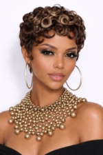 Short Curly Layered Pixie Cut Full Lace Pixie Wig Human Hair - Image 2