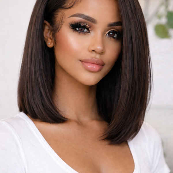 Straight Bob Wig Natural Color Glueless Short Bob Wig Straight 13×4 10 Inch. Invisible HD Lace Closure Wig 180% Density