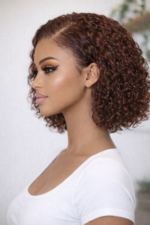 Short Curly Pixie Cut Bob Glueless 13×4 Lace Front Wigs Curly Human Hair 180% Density - Image 2