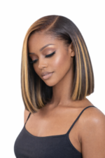 Ombre Brown Blonde Highlight Color Short Bob Straight Human Hair 13×4 Glueless Lace Wig Bleached Knots 12Inch - Image 3