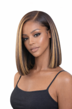 Ombre Brown Blonde Highlight Color Short Bob Straight Human Hair 13×4 Glueless Lace Wig Bleached Knots 12Inch - Image 2
