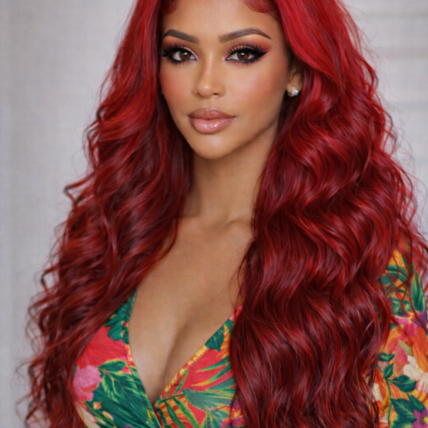 Red Color Body Wave 3 Bundles With Lace Closure 100% Virgin Human Hair Bundles With Closure