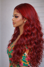 Red Color Body Wave 3 Bundles With Lace Closure 100% Virgin Human Hair Bundles With Closure - Image 2