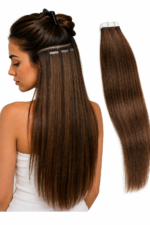 #4 Chocolate Brown Tape-In Human Hair Extensions - Image 2