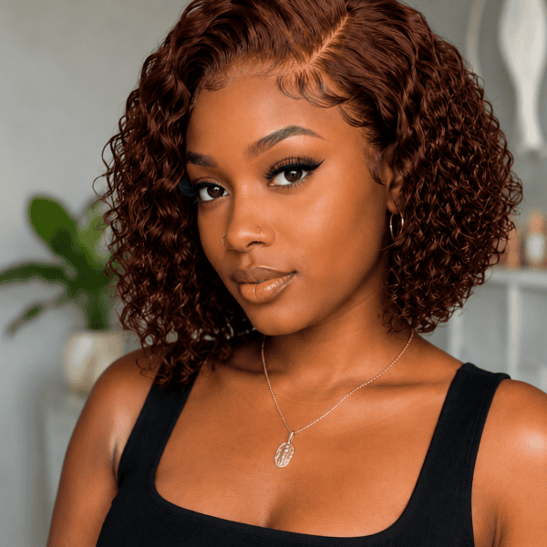 Auburn Curly Bob HD Lace Wig – Glueless Human Hair