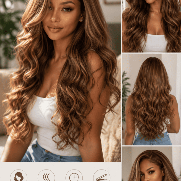 Honey Blonde Highlight Body Wave Bundles with 5x5 HD Lace Closure – P4/27 Human Hair Bundles
