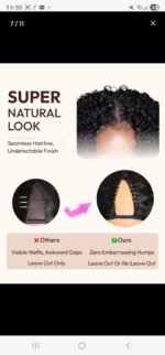 U-Part Jerry Curly Wig Black Curly Wig With Upart Easy Install and Well Melt With Your Own Hair - Image 8