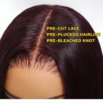 100% Human Hair Black Cherry Bye-Bye Knots 13×4 Lace Glueless Loose Wave Wig - Image 4