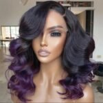 Purple Highlight Lace Front Wigs 13x4 Transparent HD Lace Human Hair Wigs - Image 6