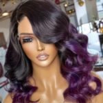 Purple Highlight Lace Front Wigs 13x4 Transparent HD Lace Human Hair Wigs - Image 7