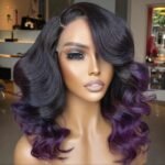 Purple Highlight Lace Front Wigs 13x4 Transparent HD Lace Human Hair Wigs - Image 5