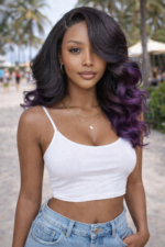Purple Highlight Lace Front Wigs 13x4 Transparent HD Lace Human Hair Wigs