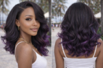 Purple Highlight Lace Front Wigs 13x4 Transparent HD Lace Human Hair Wigs - Image 2