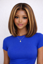 Honey Blonde Highlight Bob 6×5 Glueless HD Lace Short Human Hair Wig
