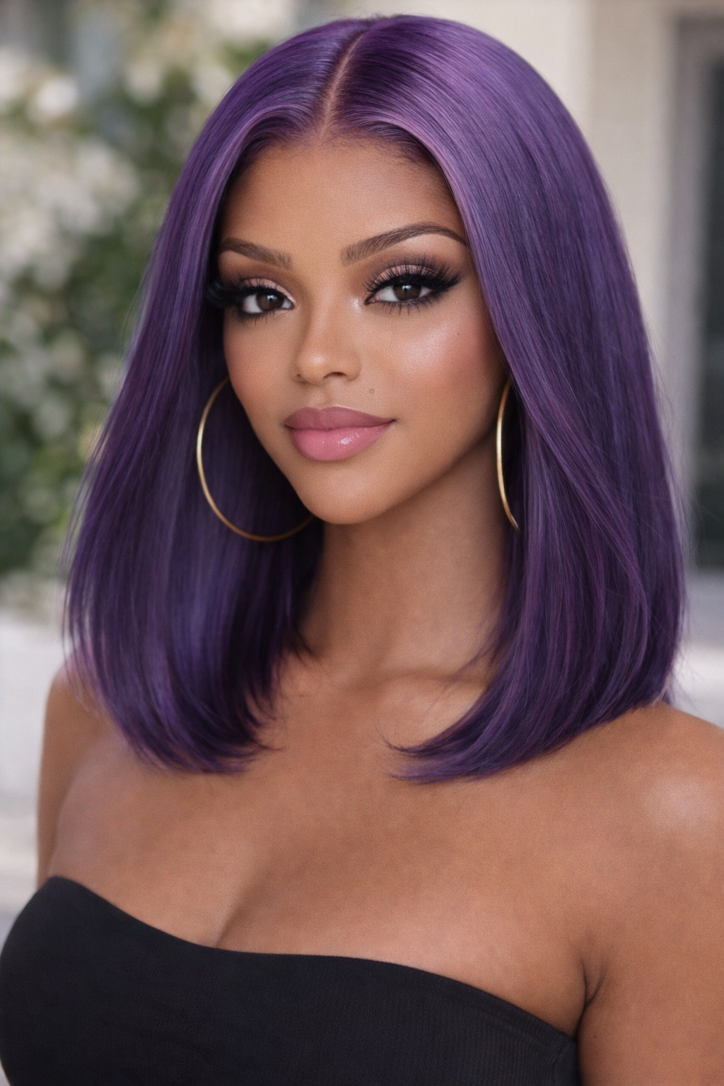 2026/01/1000586124.png Pre-Plucked Purple Color Straight Lace Front Bob Wig - Image 1