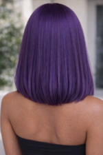 Pre-Plucked Purple Color Straight Lace Front Bob Wig - Image 3
