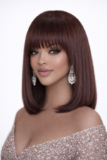 99J Layered Preplucked Human Hair BOB Lace Wig with  Frange Bang 6×5 180% density