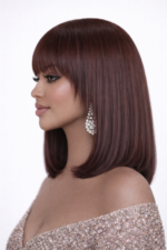 99J Layered Preplucked Human Hair BOB Lace Wig with  Frange Bang 6×5 180% density - Image 2
