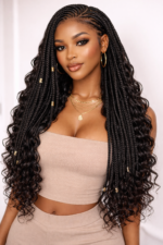 Deep Wave Knotless Braids – No Weft Hair Extensions