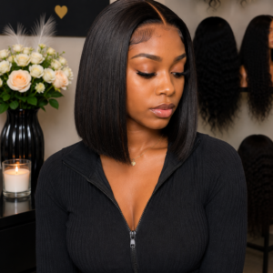 Natural Color Curly Bob Wig – Human Hair HD Lace 12"