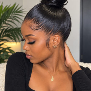 HD Lace Straight Human Hair Wig – Long Sleek Silky Straight Wig with Pre-Plucked Hairline
