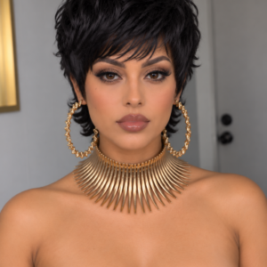 Short Black Pixie Wig – Shaggy Layered 90s Style