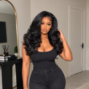 Black Body Wave Layered Glueless Wig – HD Lace 13x6 | Glamour Hair