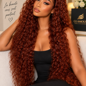 Glamour Reddish Brown Water Wave 7x5 Glueless Human Hair Lace Wig Put On & Go