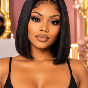 10 Inch Bob Wig 5×5 HD Lace Closure – Sleek Straight Black Wig