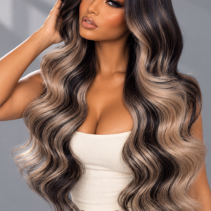 Glamour Ash Blonde Highlight Body Wave HD Lace Wig With Layers High Density