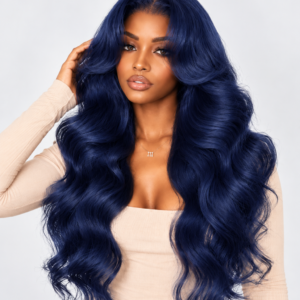 Midnight Blue Body Wave Lace Closure Glueless Wig Human Hair